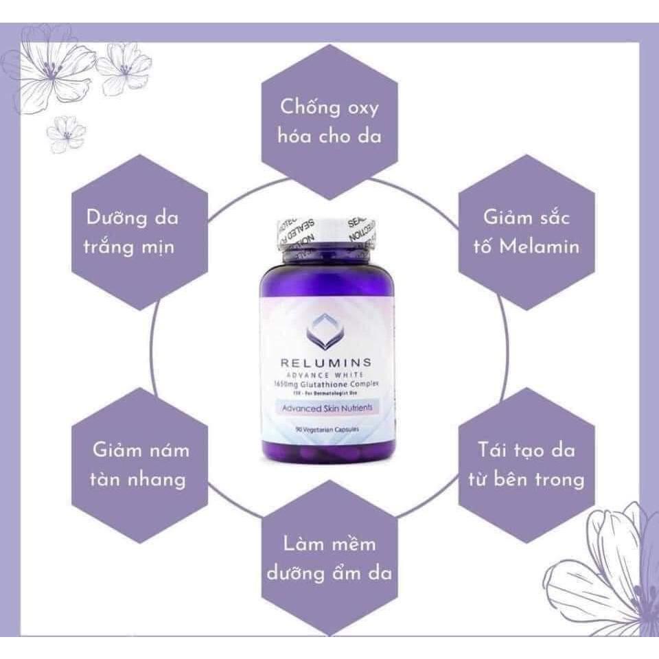 Viên hỗ trợ Trắng Da Glutathione Relumins Advance White 1650mg Glutathion Complex 90 viên