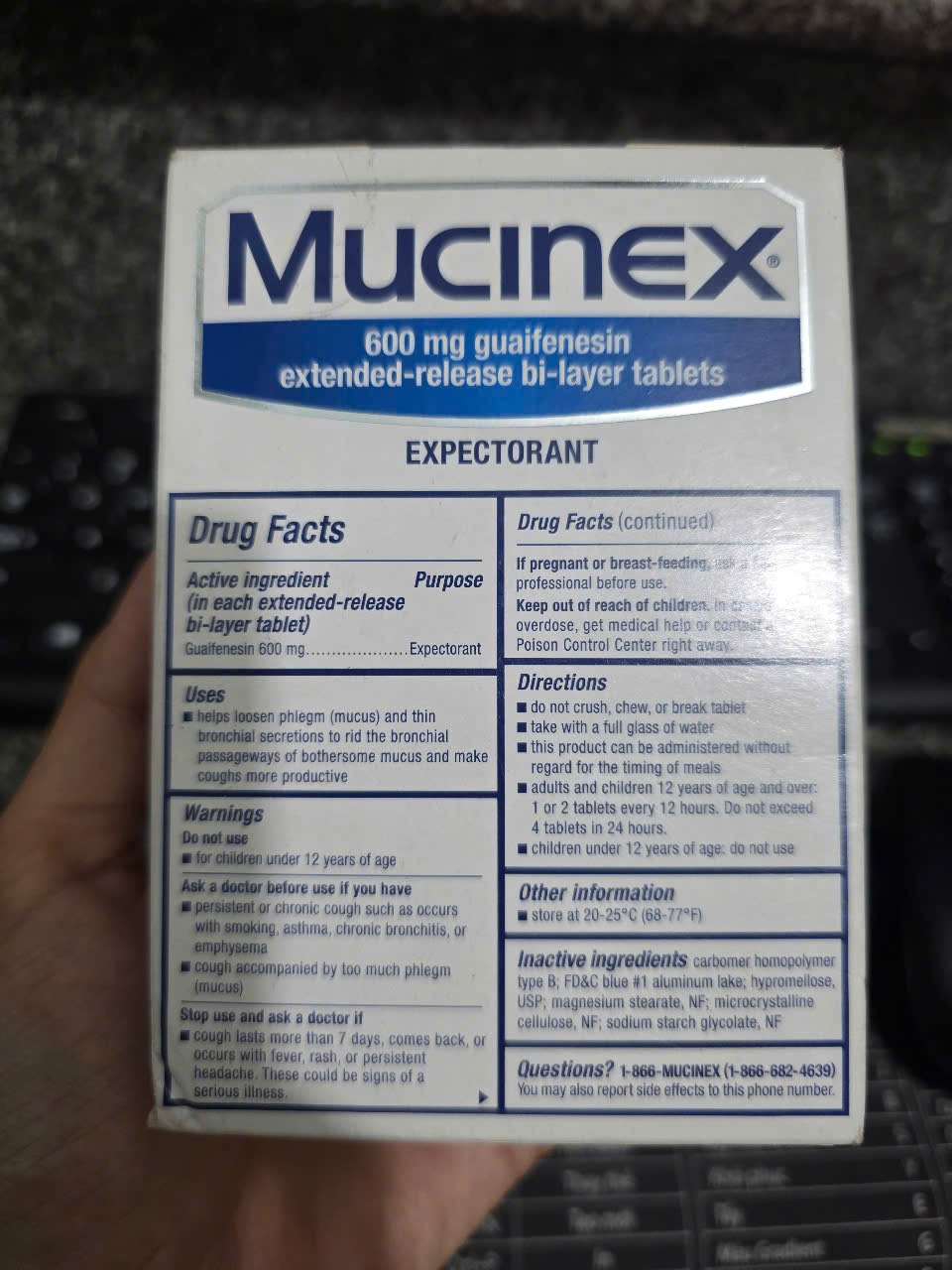 💙 VIÊN UỐNG LONG ĐỜM, GIẢM TẮC NGHẼN NGỰC MUCINEX EXTENDED-RELEASE 600MG HỘP 100 VIÊN CỦA MỸ