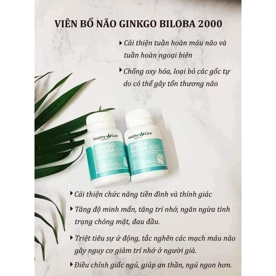 Bổ não Ginkgo 100 viên, ginkgo biloba viên uống bổ não của Úc
