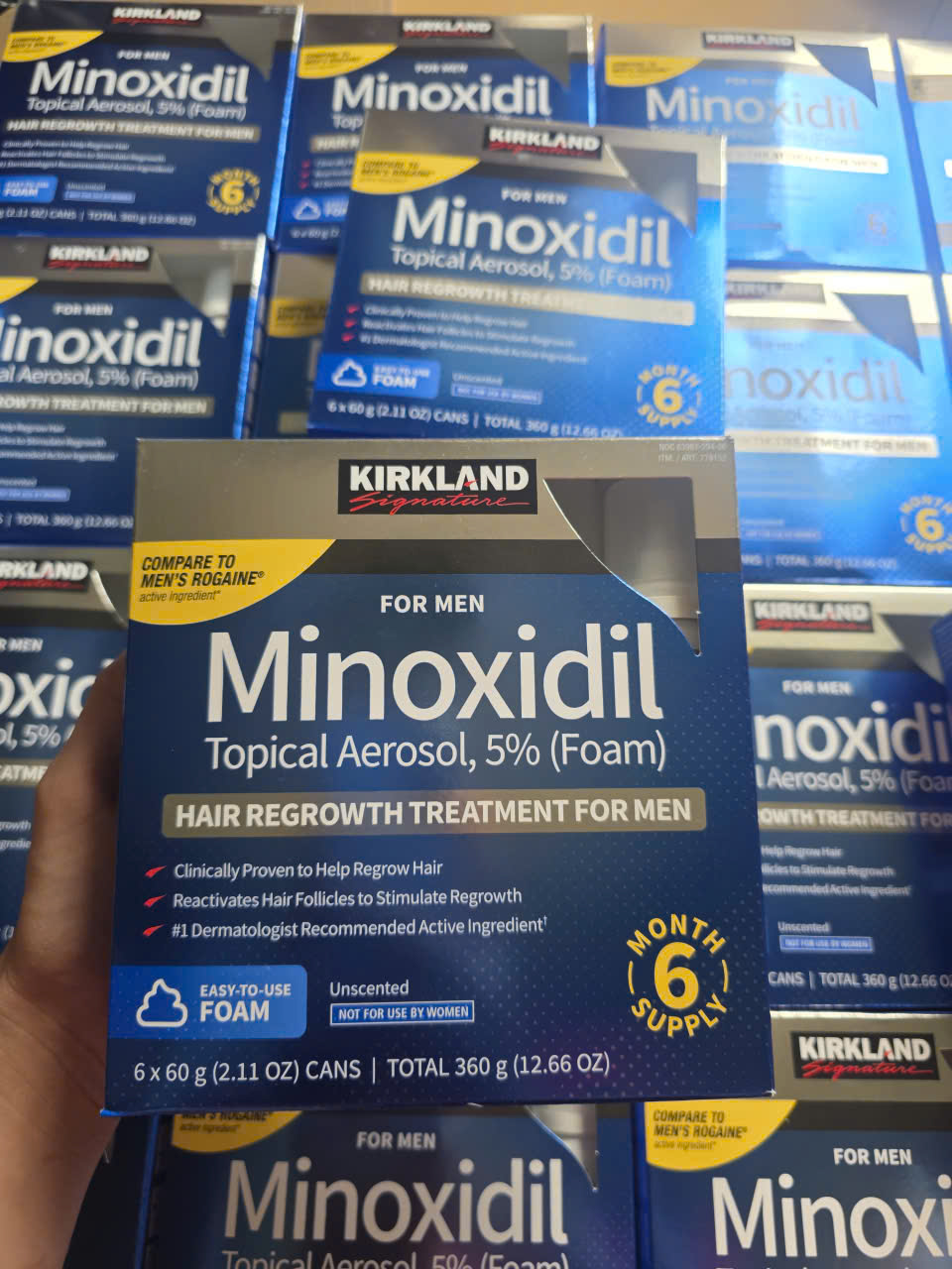 COMBO 1 hộp 6 chai Bọt Mọc Tóc Kirkland Signature Minoxidil 5% Foam Cho Nam Giới