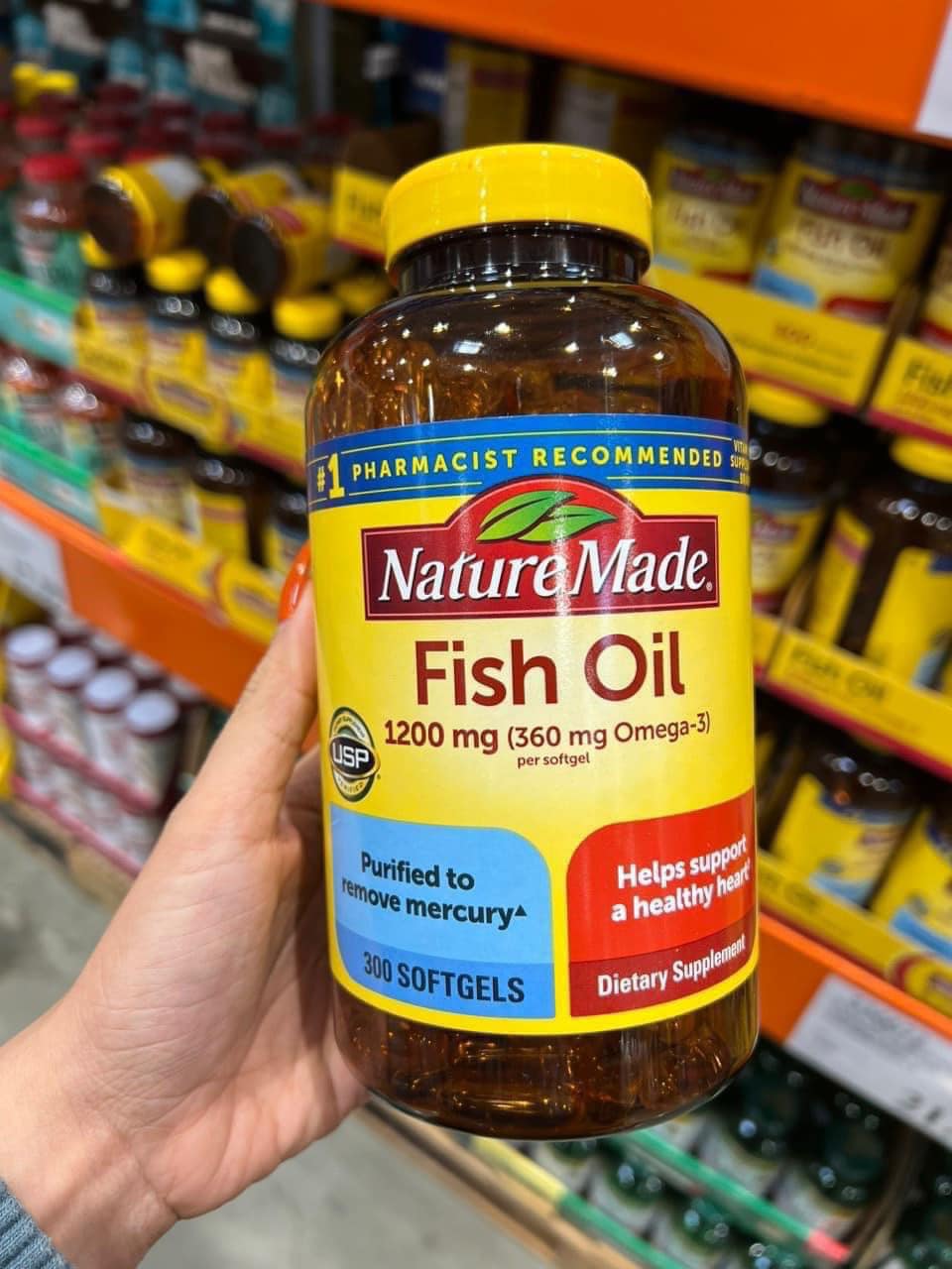 [CHÍNH HÃNG MỸ] Viên Dầu Cá Nature Made Fish Oil 1200mg – Hộp 300 Viên