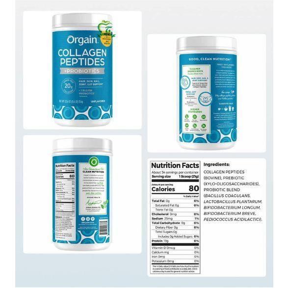 Bột Collagen Peptides + Probiotics Orgain 726g chính hãng của Mỹ