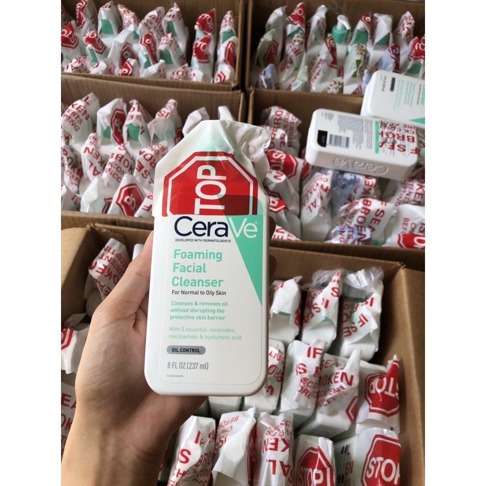 Sữa Rửa Mặt CeraVe Foaming Facial Cleanser Màu Xanh Ngọc dành cho da dầu/ thiên dầu - 355ml -mỹ Sữa Rửa Mặt CeraVe Foaming Facial Cleanser Màu Xanh Ngọc dành cho da dầu/ thiên dầu - 355ml -mỹ