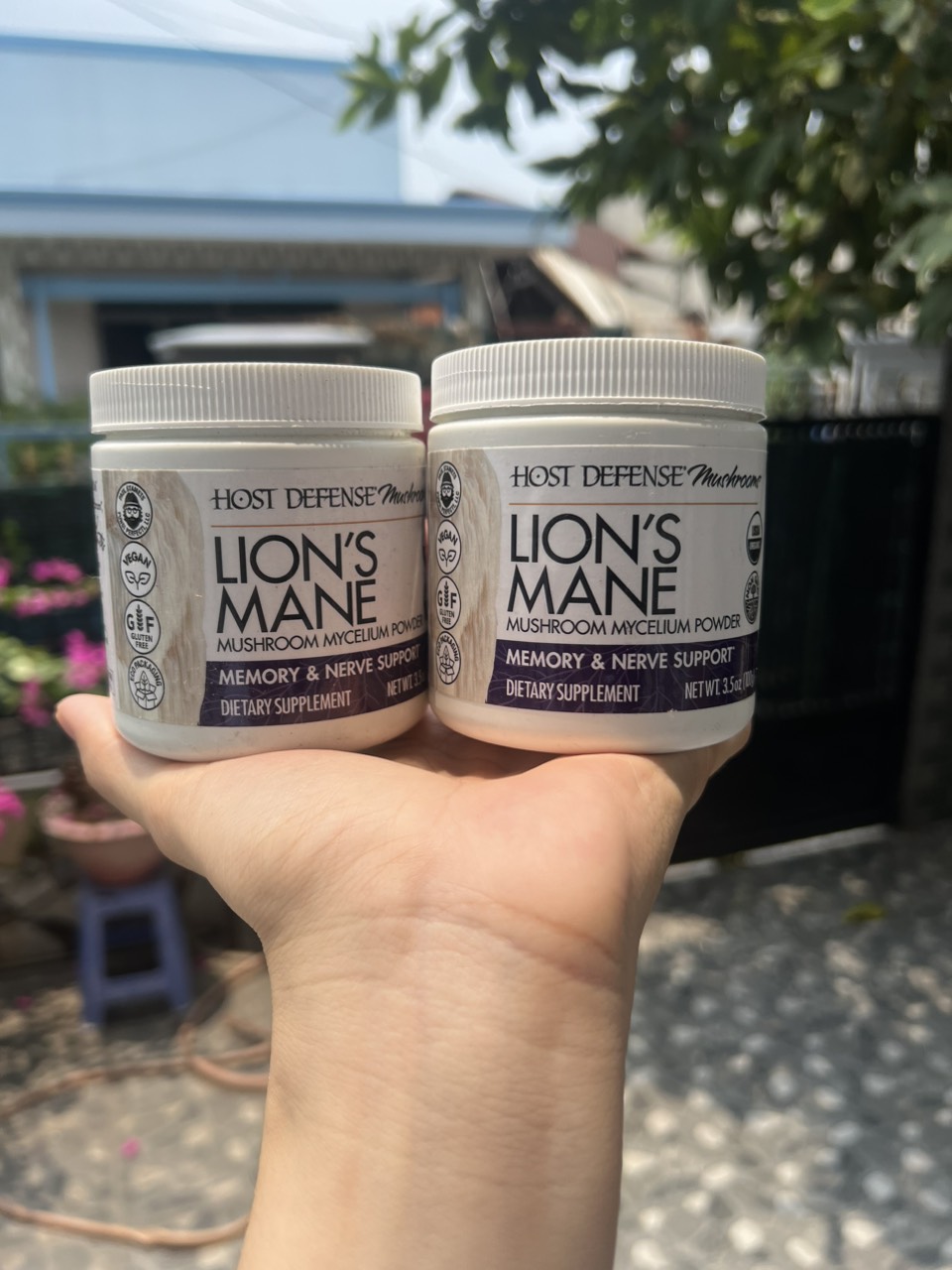 Bột Nấm Hầu thủ chay Host Defense Lion's Mane Mushroom Mycelium Powder 100g USA