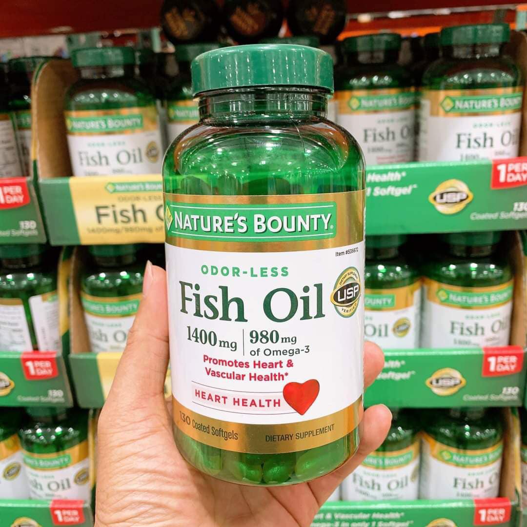 [HÀNG MỸ] Dầu Cá Không Mùi Fish Oil 1400mg 130 VIÊN NATURE 'S BOUNTY