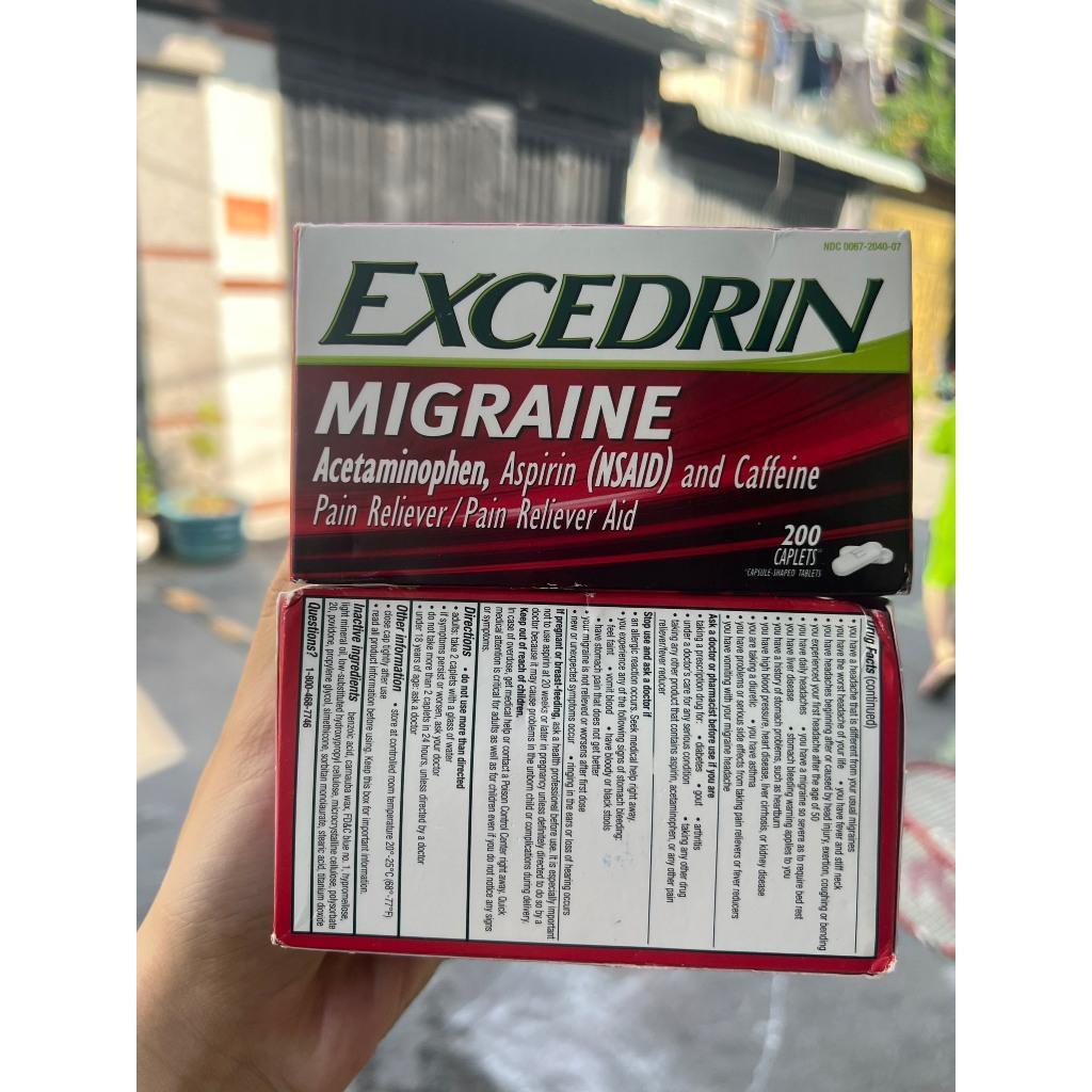 Hộp Excedrin Migraine 200 viên của Mỹ giảm đau đầu