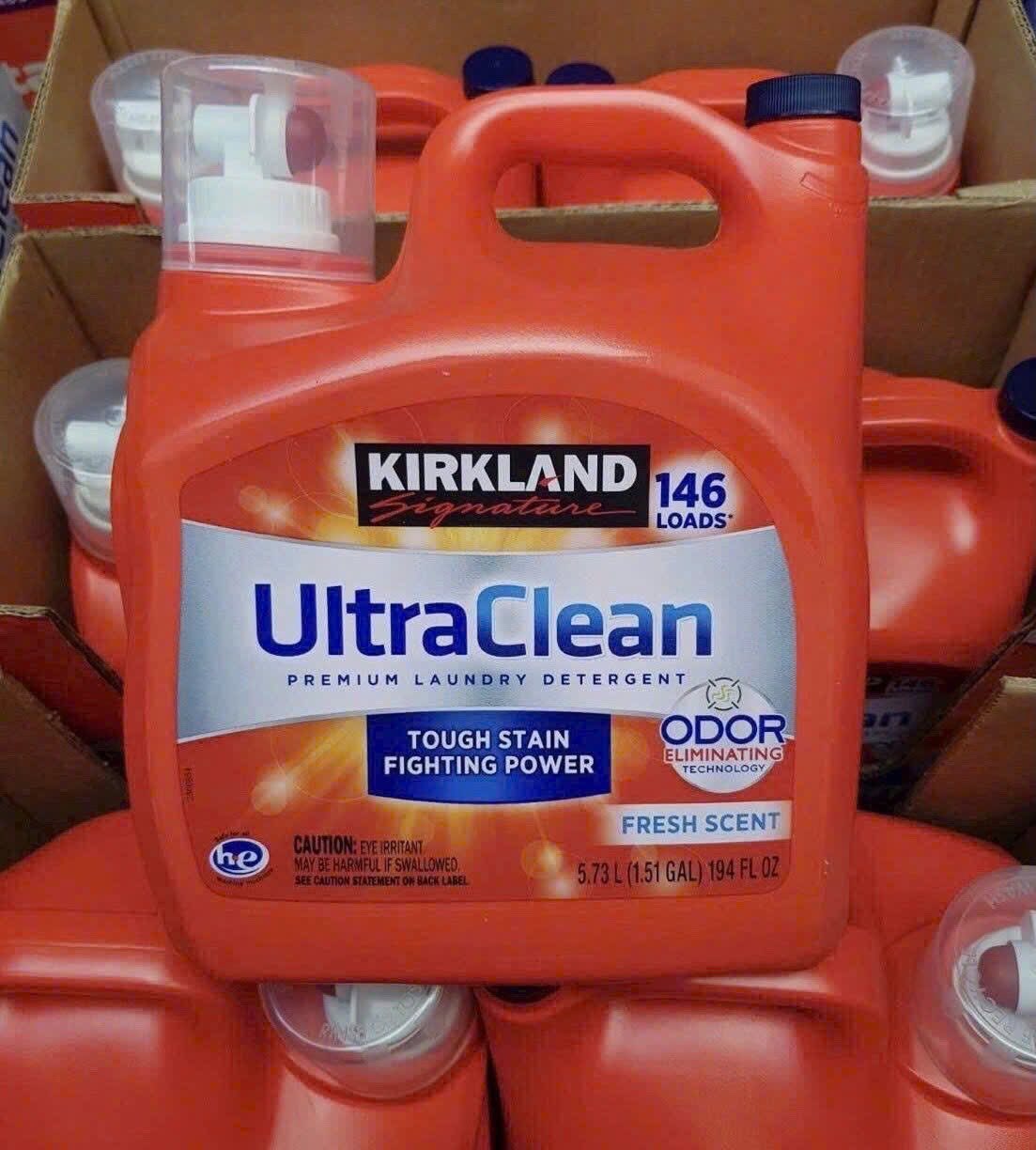 Kirkland Signature UltraClean Premium Laundry Detergent – Nước giặt đậm đặc Fresh Scent 5.73L / 146 lần giặt