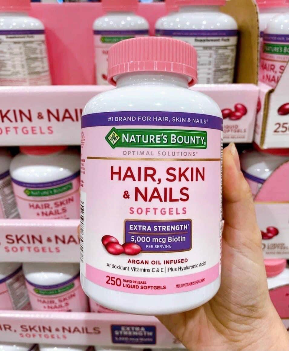 Hair skin nails Viên Uống Đẹp Da, Tóc, Móng Hair Skin Nail Nature's Bounty 250 Viên Mỹ