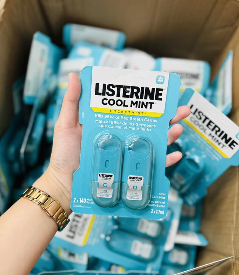 [Hàng Mỹ] Xịt Thơm Miệng Listerine Pocketmist (vỉ 2 chai x 7,7ml)