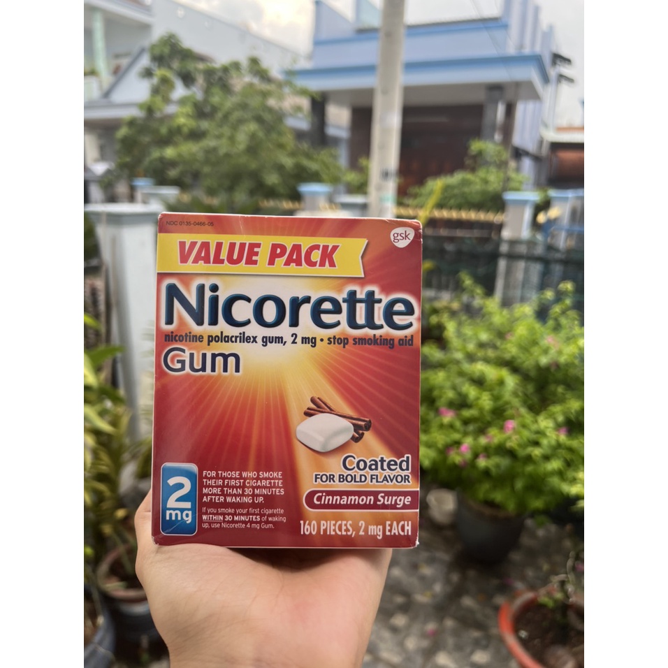 🚭 KẸO CAO SU HỖ TRỢ CAI THUỐC LÁ NICORETTE GUM CINNAMON SURGE 2MG (VỊ QUẾ BÙNG NỔ) CỦA MỸ