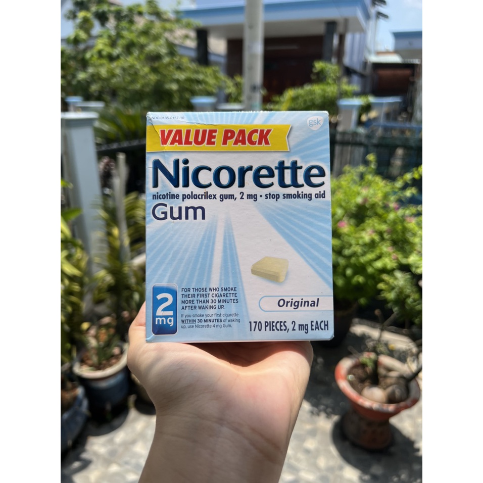 KẸO CAO SU HỖ TRỢ CAI THUỐC LÁ NICORETTE GUM VALUE PACK 170 VIÊN CỦA MỸ 2mg- 4mg