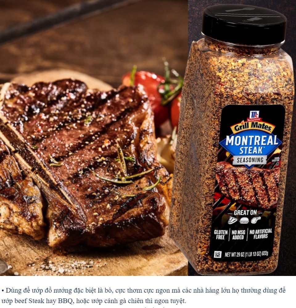 GIA VỊ MUỐI ƯỚP BÒ MỸ GRILL MATES MONTREAL STEAK SEASONING - MỸ (822G)