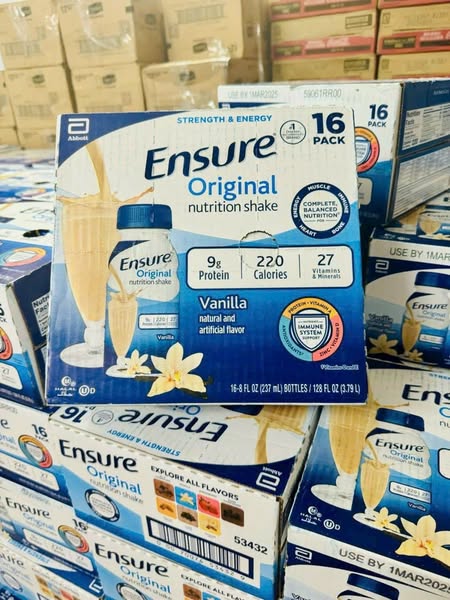 Thùng 16 chai Sữa nước dinh dưỡng Ensure Original hương vị Vanilla nhập khẩu từ Mỹ