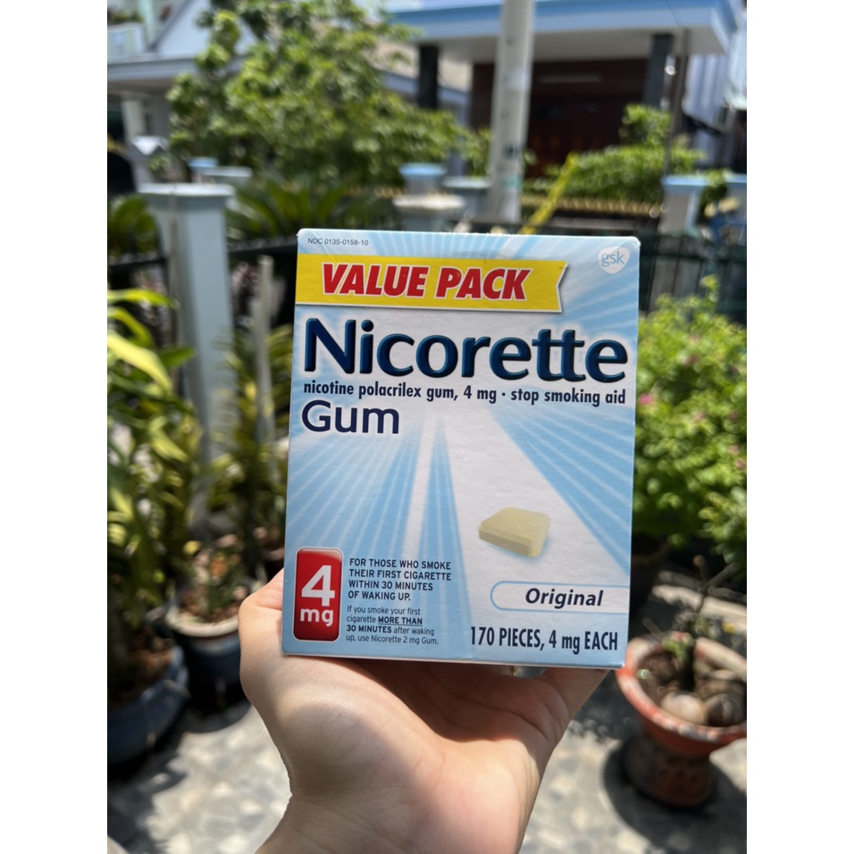 KẸO CAO SU HỖ TRỢ CAI THUỐC LÁ NICORETTE GUM VALUE PACK 170 VIÊN CỦA MỸ 2mg- 4mg