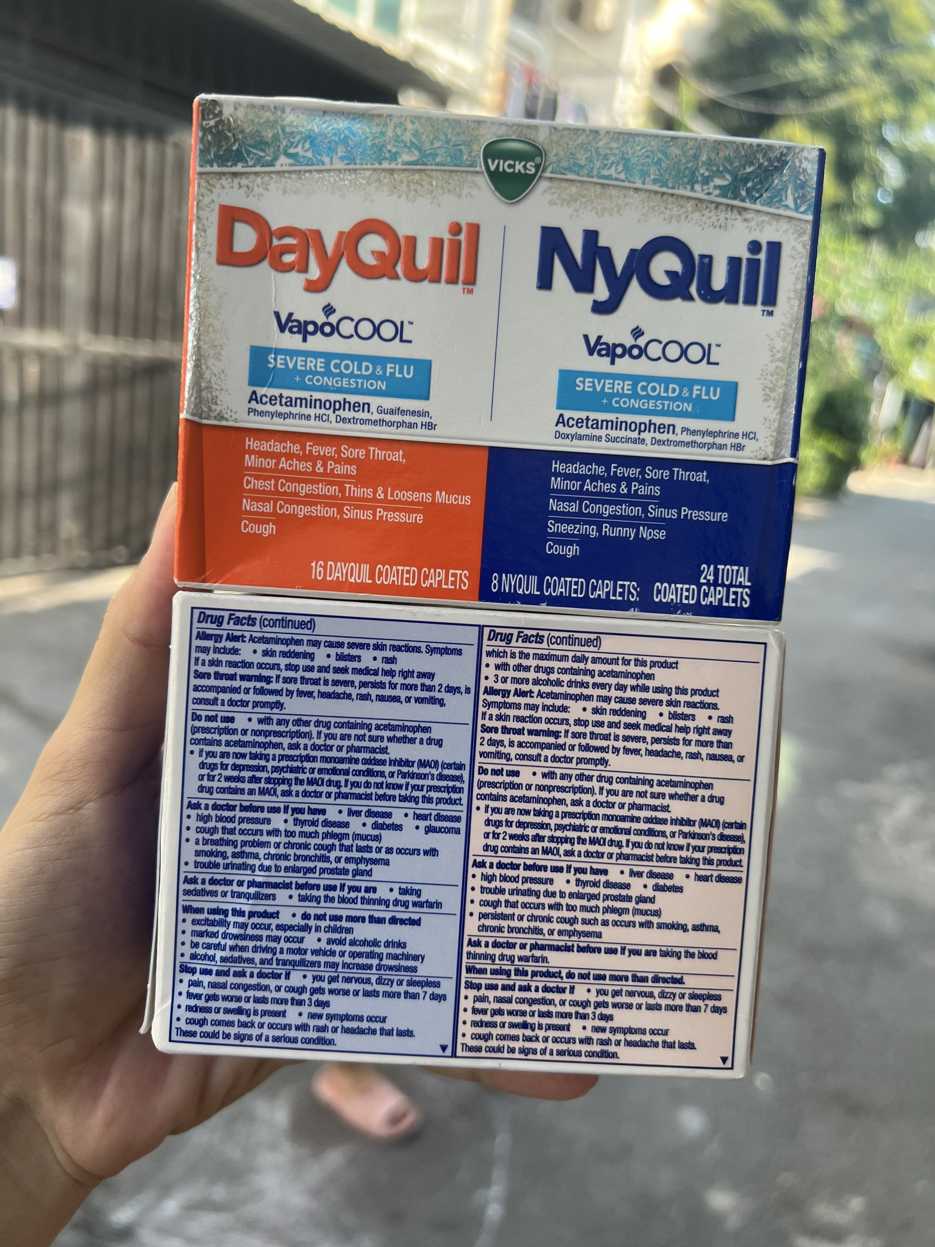 [HÀNG MỸ] 24 viên giảm c ảm cú m Vicks DayQuil NyQuil VapoCool Severe Cold & Flu + Congestion
