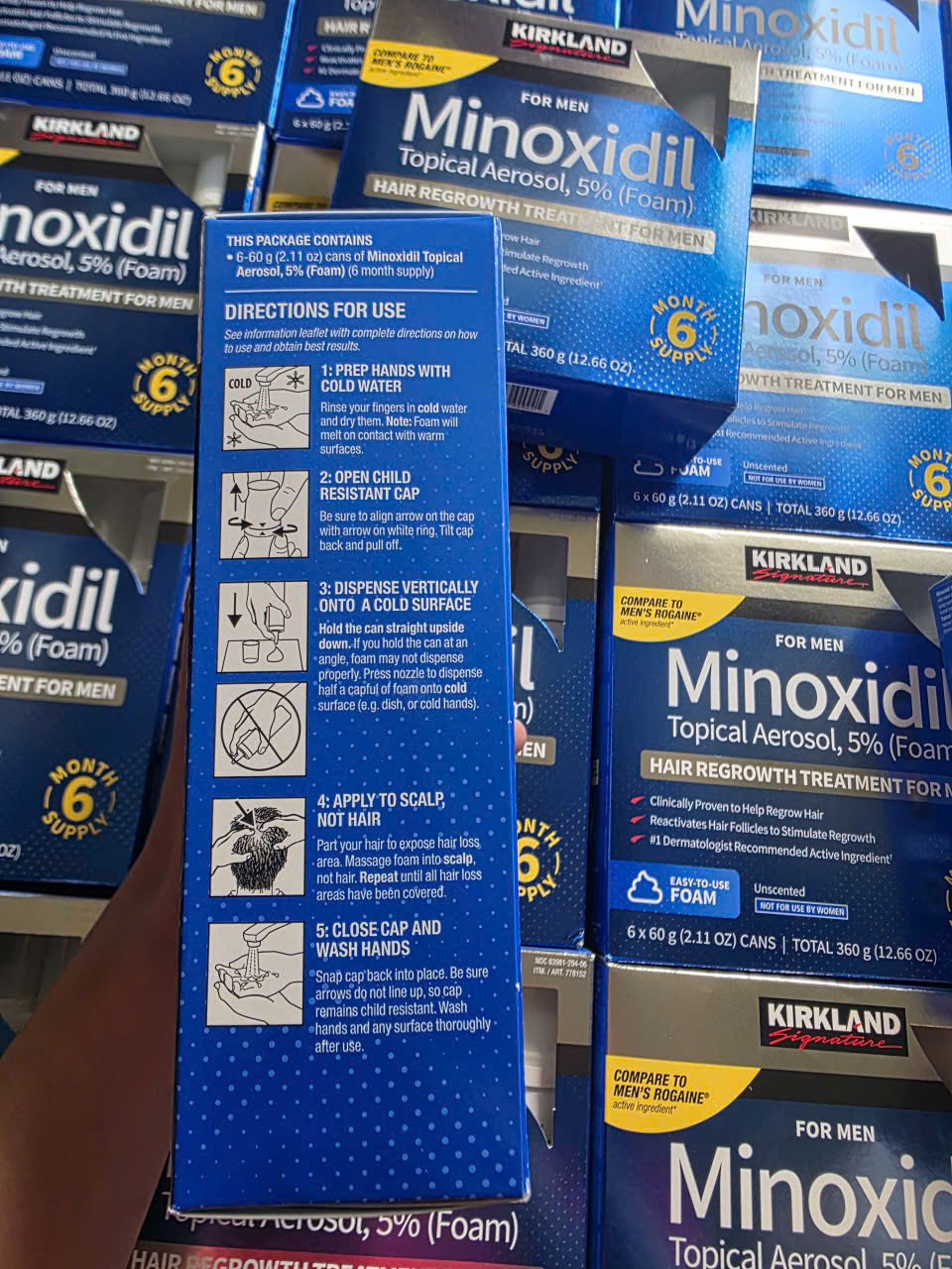 COMBO 1 hộp 6 chai Bọt Mọc Tóc Kirkland Signature Minoxidil 5% Foam Cho Nam Giới