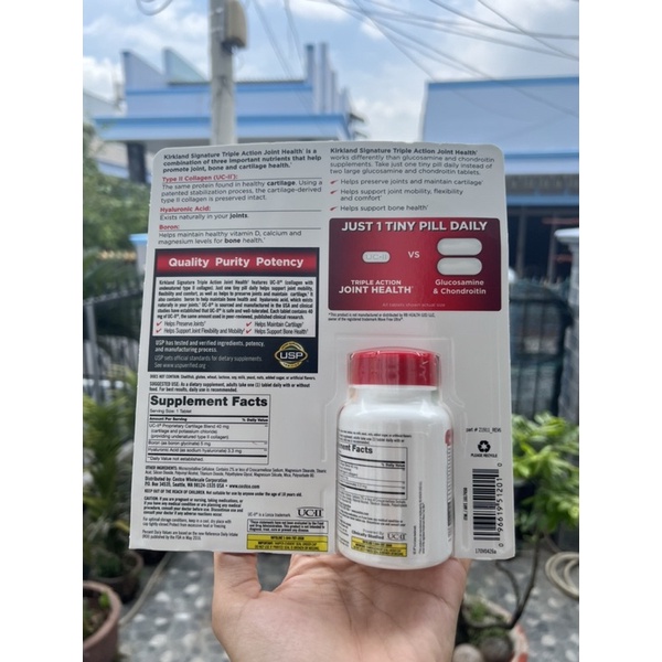 Viên uống UC II hỗ trợ khớp Kirkland Signature Triple Action Joint Health 110 viên