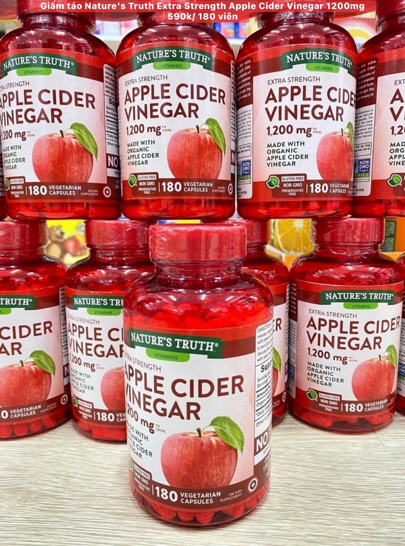 VIÊN GIẤM TÁO HỮU CƠ NATURE'S TRUTH EXTRA STRENGTH APPLE CIDER VINEGAR 1200MG 180 VIÊN CỦA MỸ