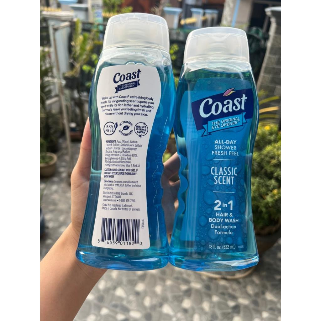 Sữa Tắm Gội COAST 2in1 HAIR & BODY WASH DUAL ACTION FORMULA 532ml