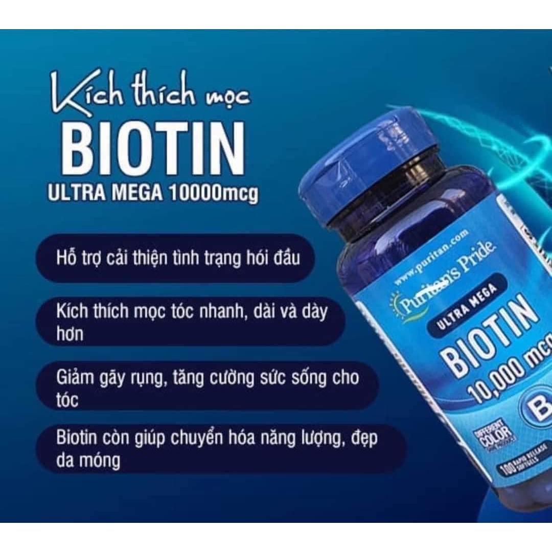 Viên Uống Mọc Tóc Puritan's Pride Biotin 10000 mcg - 100 viên