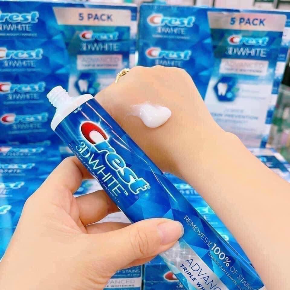 1 tuýp kem đánh răng crest 3d white advanced whitening tuýp 147g crest Mỹ
