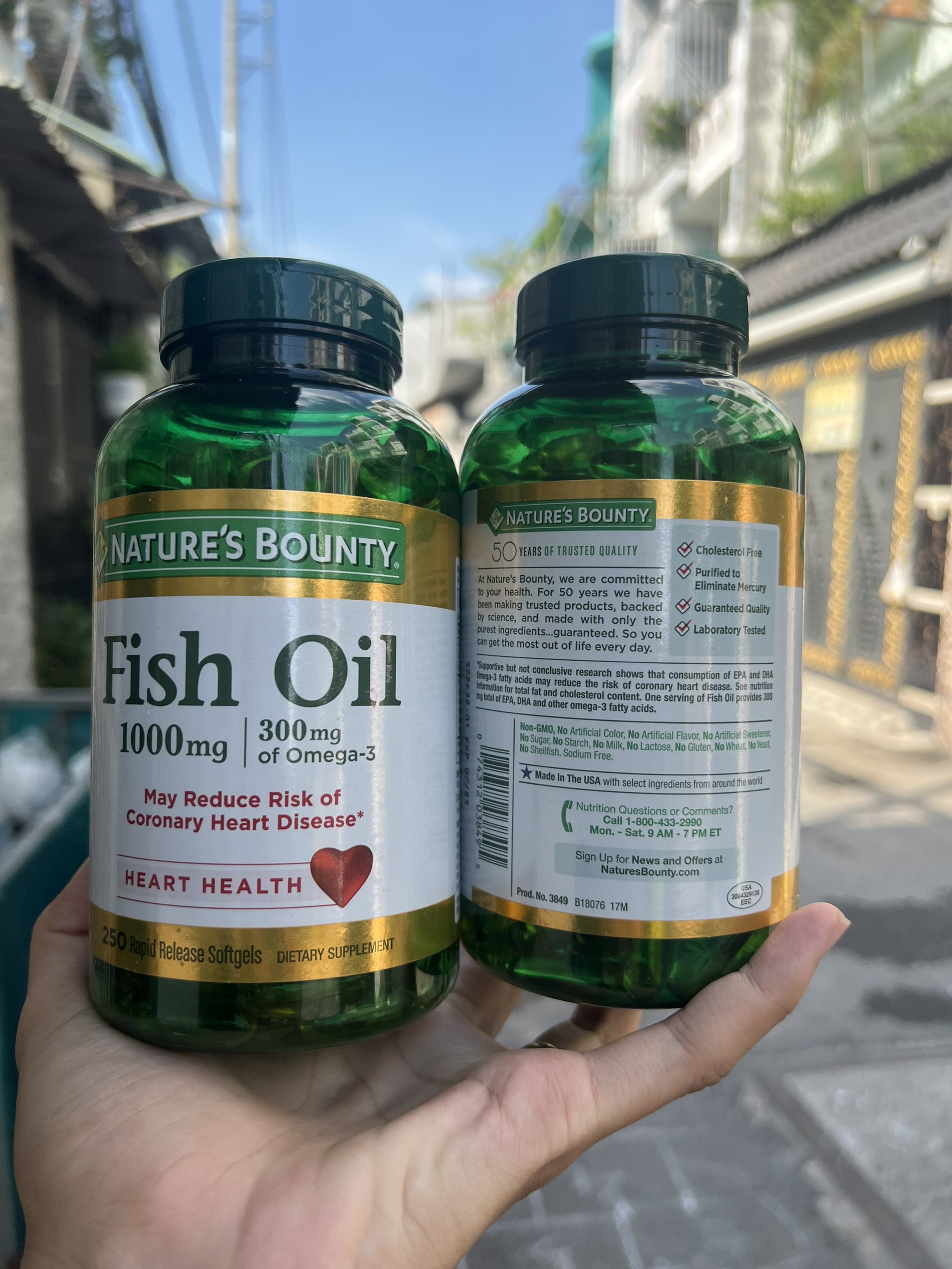 Hàng Mỹ Dầu cá Fish Oil Omega 3 Nature's Bounty 1000mg/250 viên