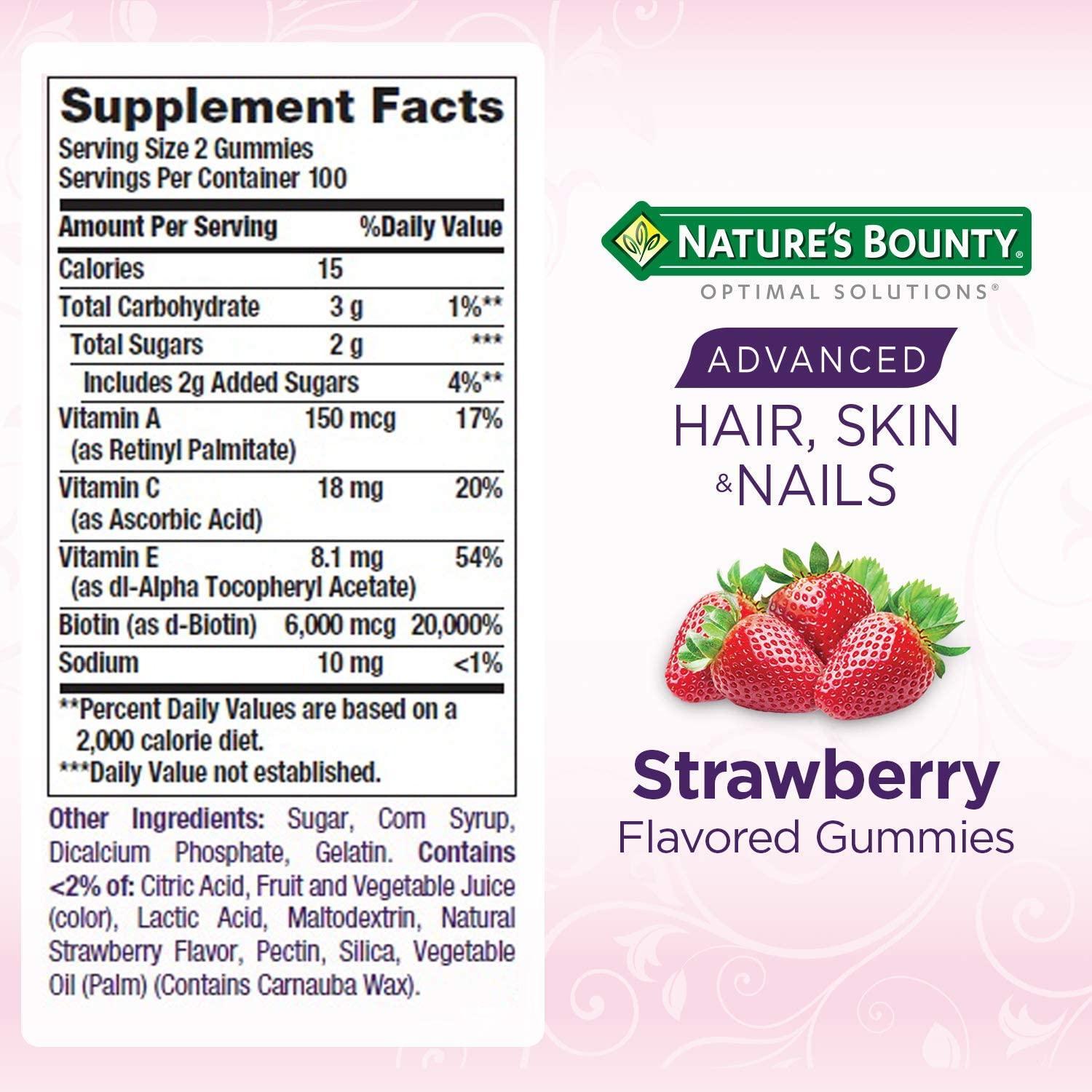 Kẹo Dẻo Nature's Bounty Hair Skin & Nails Gummies Advanced 6000mcg của Mỹ hộp 230 viên