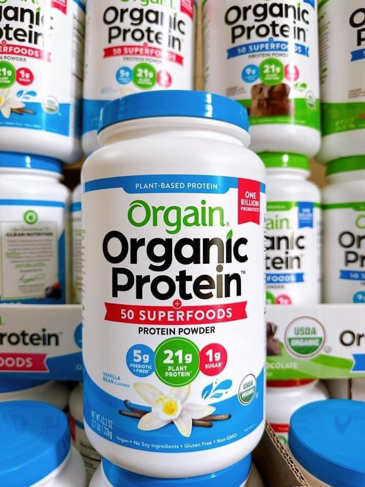 Bột Protein hữu cơ Orgain Organic Protein & Superfoods 1200g hương Vani và hương socola