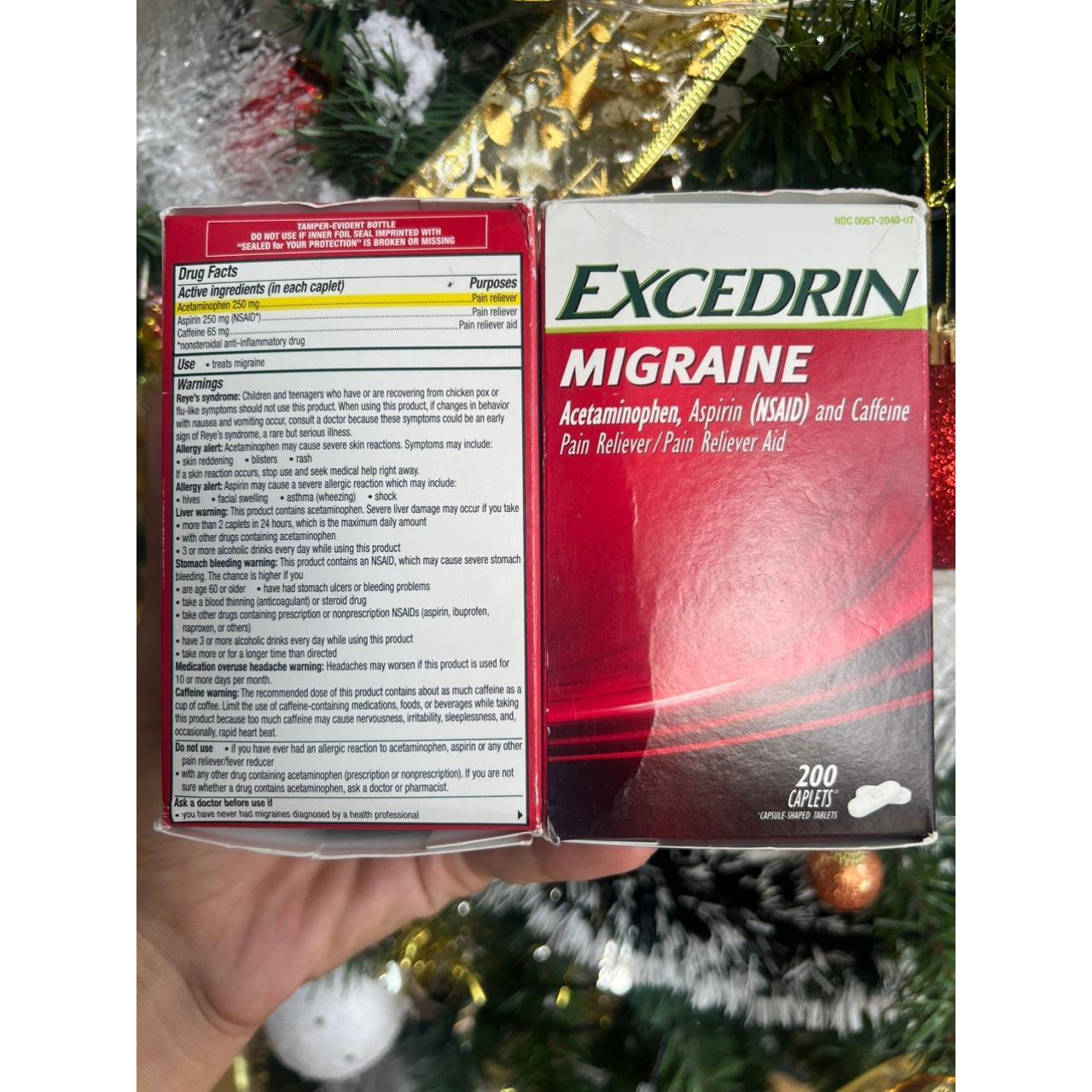 Hộp Excedrin Migraine 200 viên của Mỹ giảm đau đầu