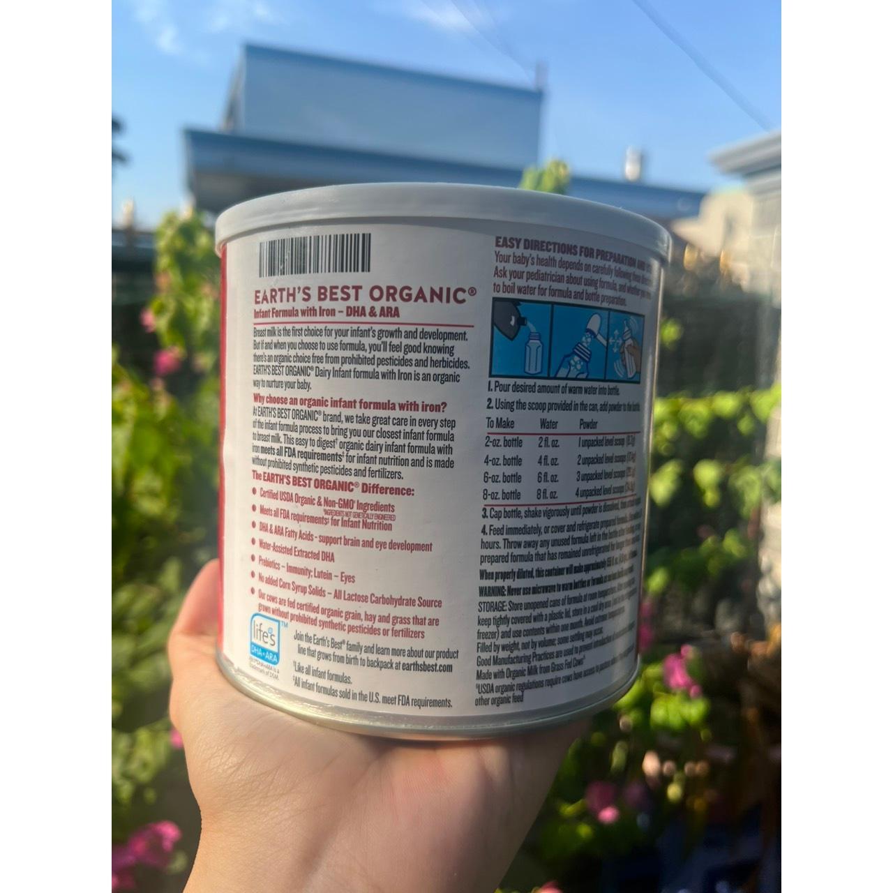 🍼 SỮA BỘT HỮU CƠ EARTH'S BEST ORGANIC DAIRY INFANT FORMULA WITH IRON HỘP 595G CỦA MỸ