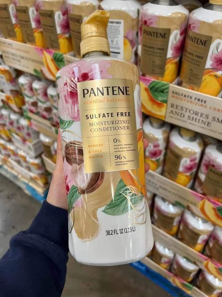Set dầu gội và xả Pantene Essential Botanicals Sulfate Free Moisturizing Shampoo & Conditioner 1.13L (Apricot & Shea Butter)