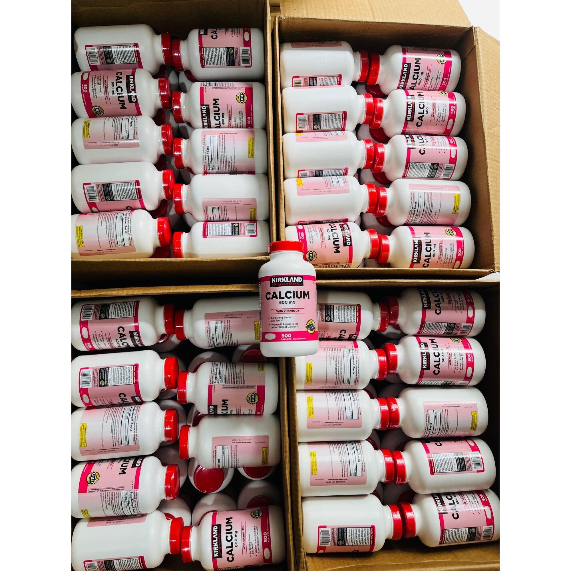 Viên uống Canxi Kirkland Calcium 600mg + D3 hộp 500 viên của Mỹ