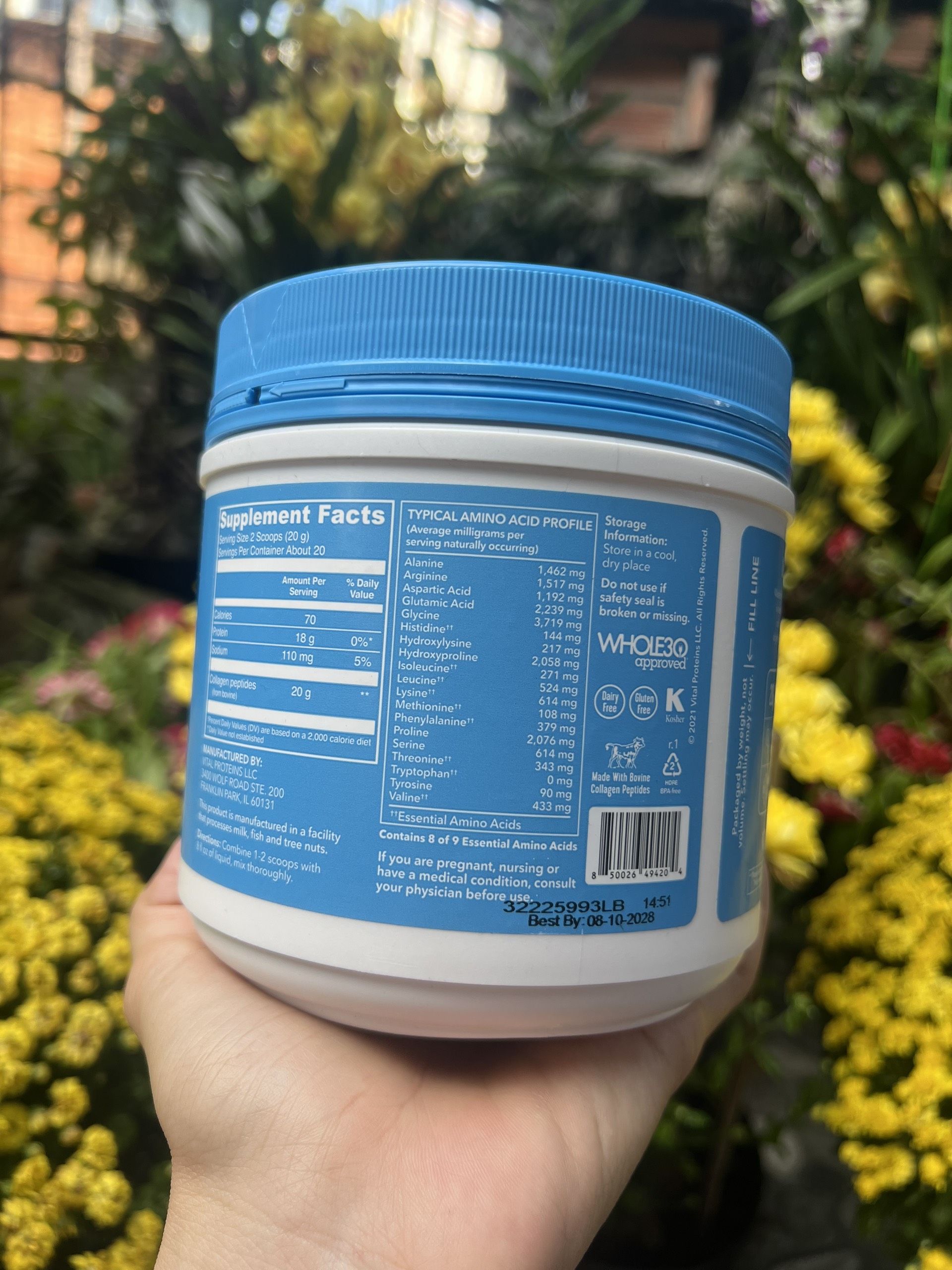 Collagen bột thủy phân vital proteins collagen peptides 405g mỹ