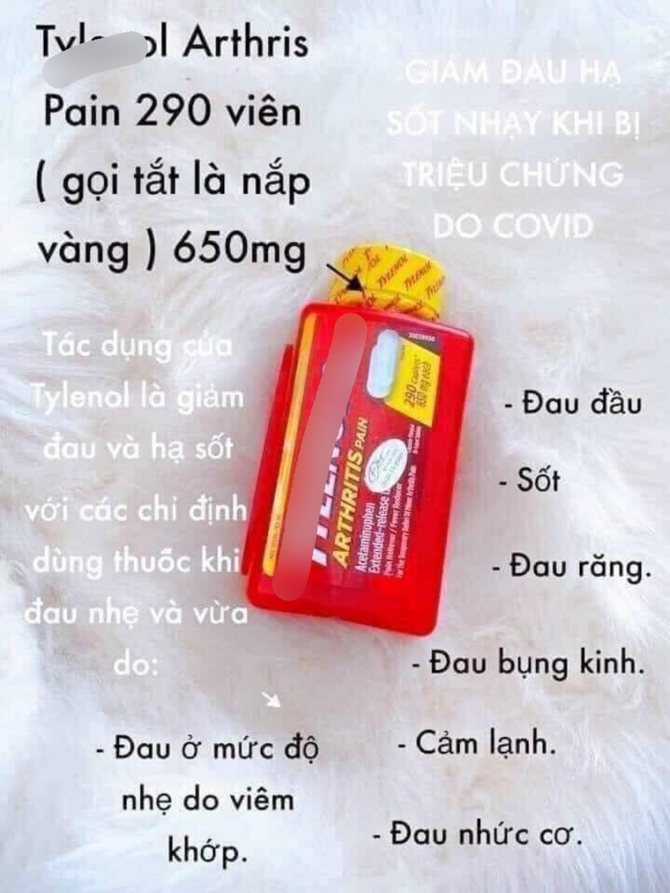 Hộp đựngTylênôl 650mg 290v TYLENÔL của Mỹ Date 2026
