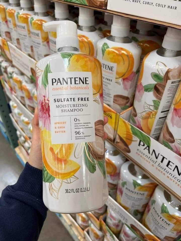 Set dầu gội và xả Pantene Essential Botanicals Sulfate Free Moisturizing Shampoo & Conditioner 1.13L (Apricot & Shea Butter)