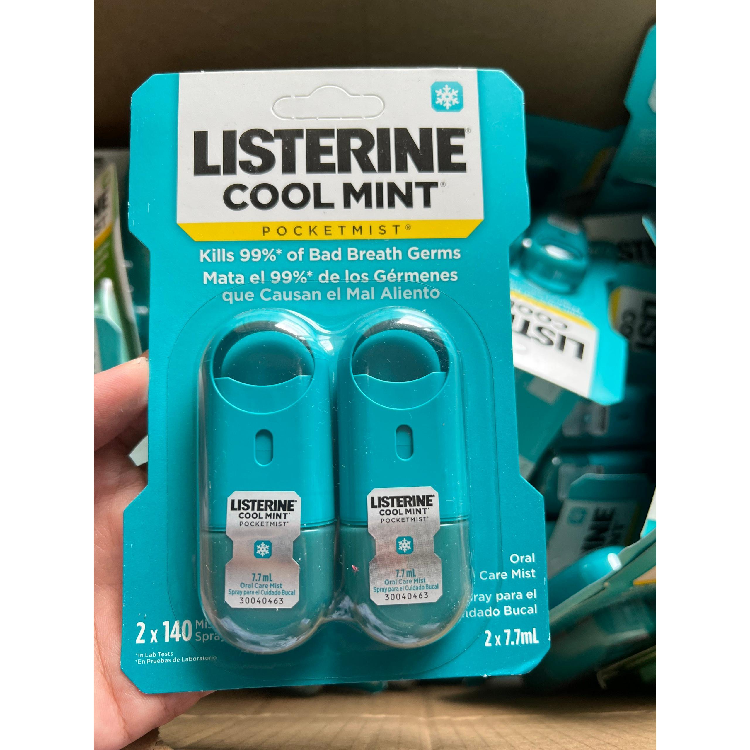 [Hàng Mỹ] Xịt Thơm Miệng Listerine Pocketmist (vỉ 2 chai x 7,7ml)