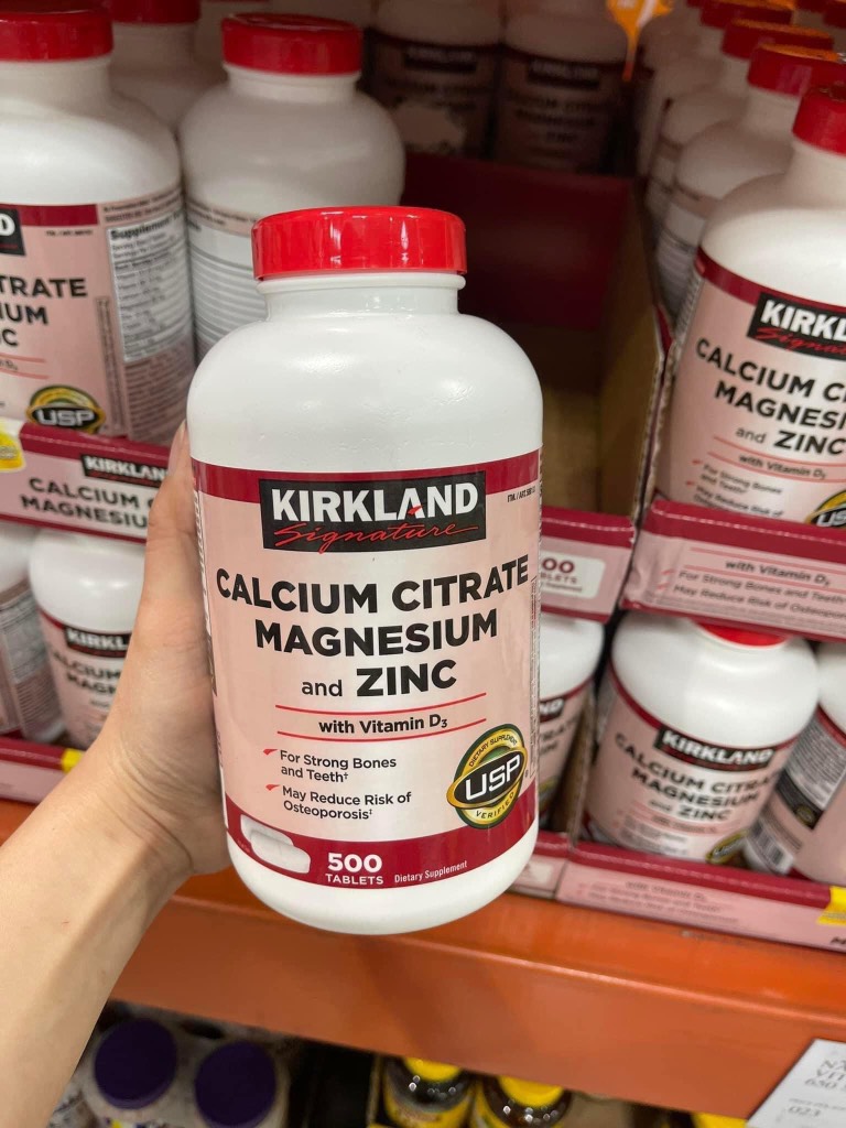 Viên Uống Bổ Sung Calcium Citrate Magnesium and Zinc Kirkland Signature – Hộp 500 Viên