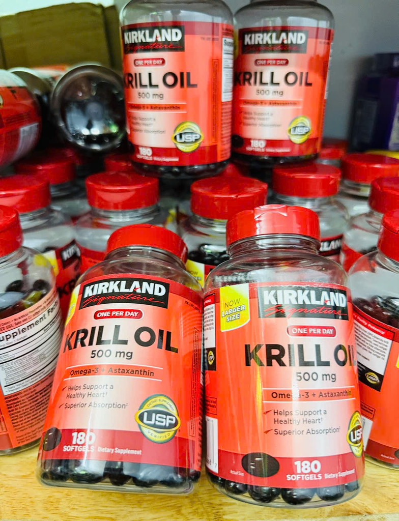 Dầu Nhuyễn Thể Kirkland Signature Krill Oil 500mg (Chai 180 Viên)