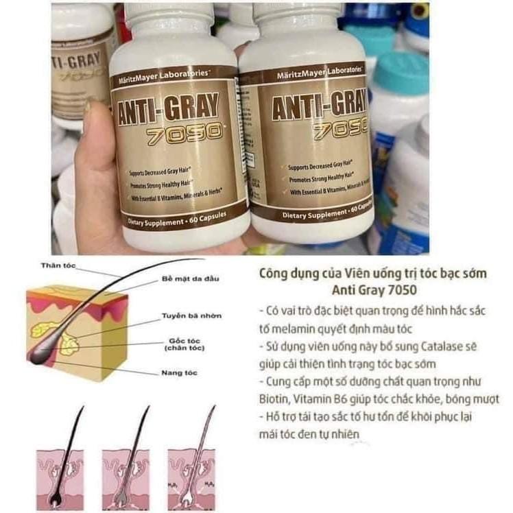 Viên uống ngăn ngừa tóc bạc ANTI GRAY 7050 60 viên