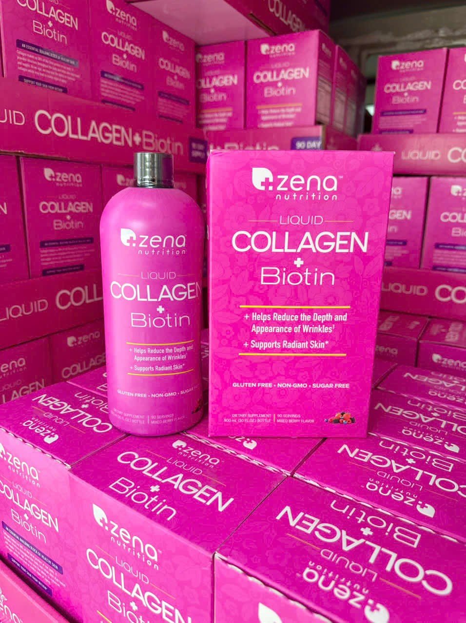 COLLAGEN DẠNG NƯỚC KẾT HỢP BIOTIN ZENA NUTRITION LIQUID COLLAGEN + BIOTIN CHAI 900ML CỦA MỸ