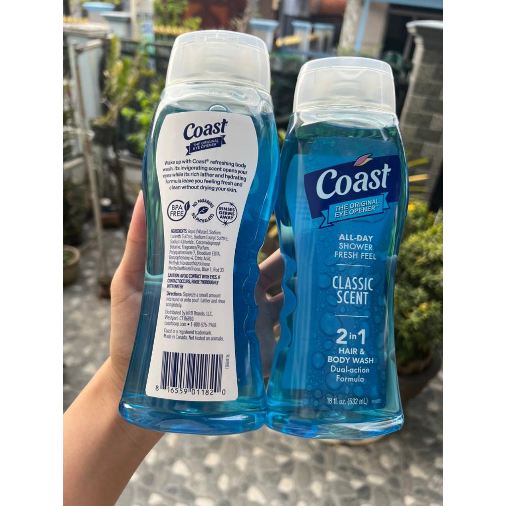 Sữa Tắm Gội COAST 2in1 HAIR & BODY WASH DUAL ACTION FORMULA 532ml