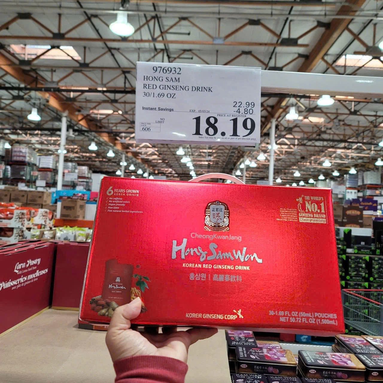 HÀNG MỸ Hồng sâm nước Hàn Quốc 6 năm tuổi Hong Sam Won Cheong Kwan Jang mua tại Costco Mỹ