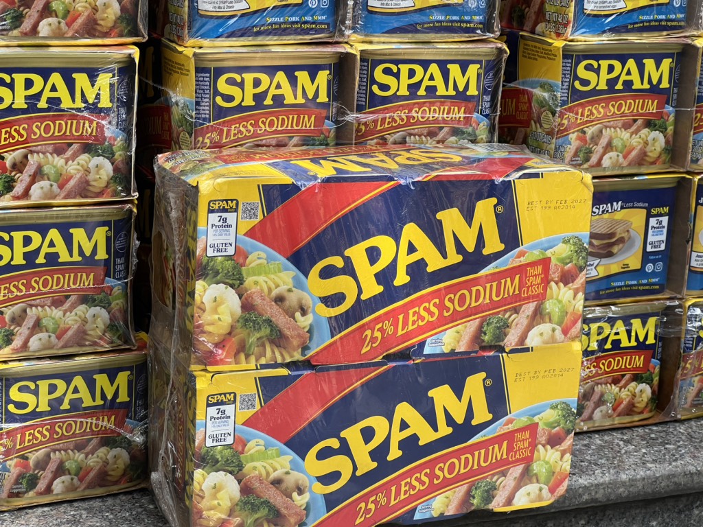 GIÁ SỈ Lốc 8 hộp thịt đóng hộp spam 25% less sodium 1.36kg