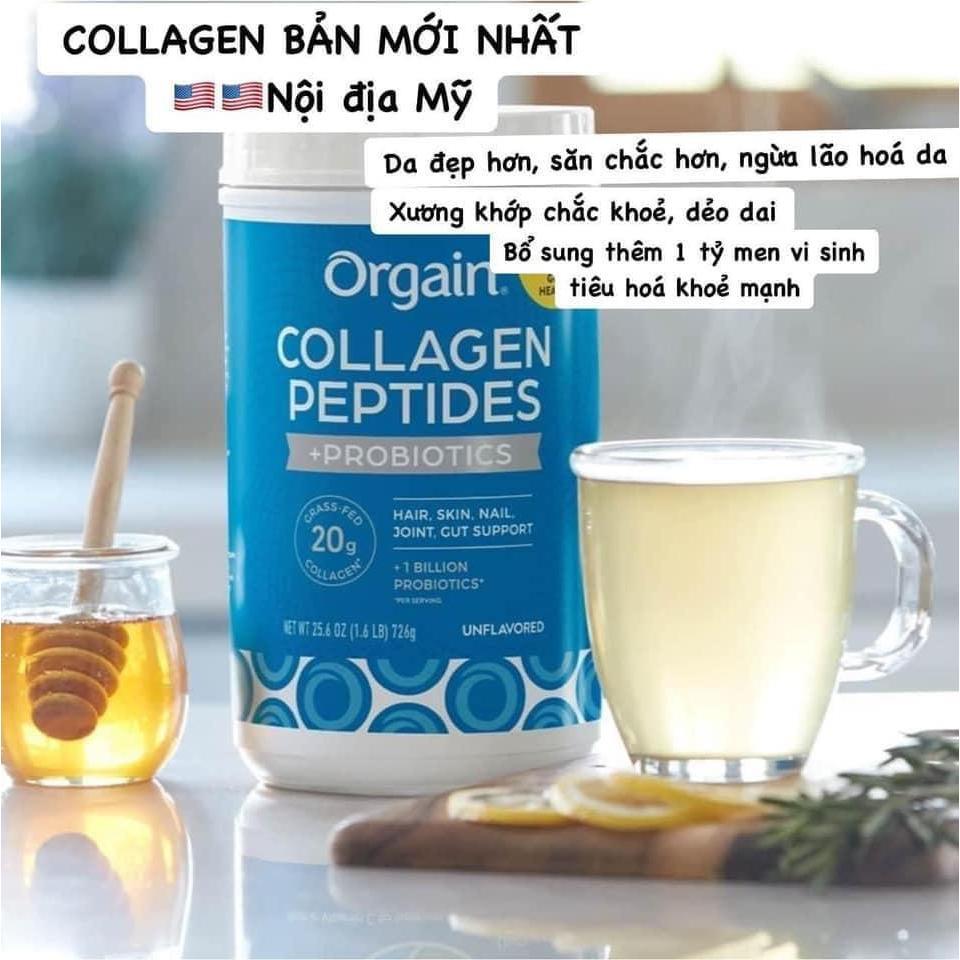 Bột Collagen Peptides + Probiotics Orgain 726g chính hãng của Mỹ