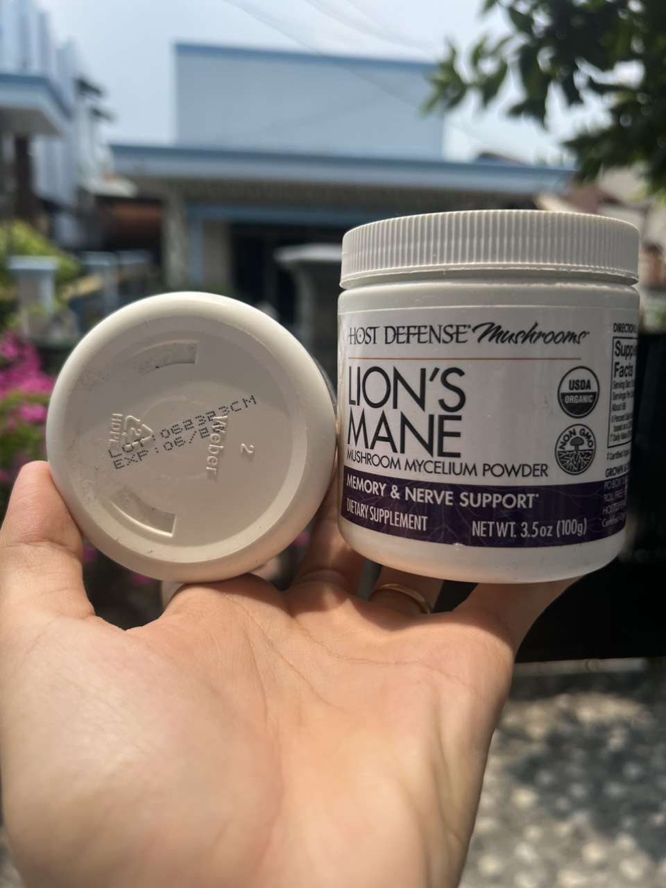 Bột Nấm Hầu thủ chay Host Defense Lion's Mane Mushroom Mycelium Powder 100g USA