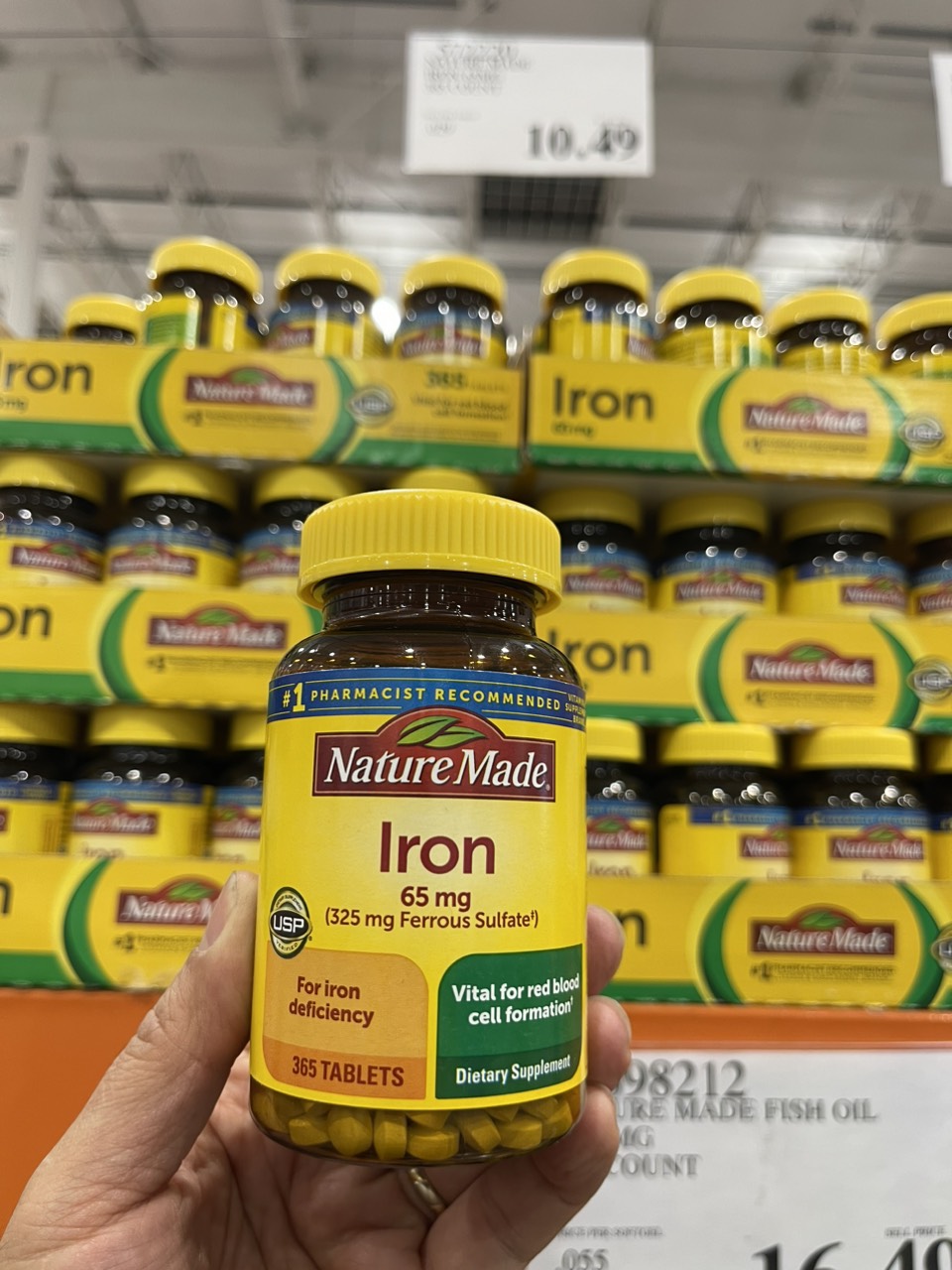 Viên uống bổ sung sắt Nature Made Iron 65mg USA (365 viên)