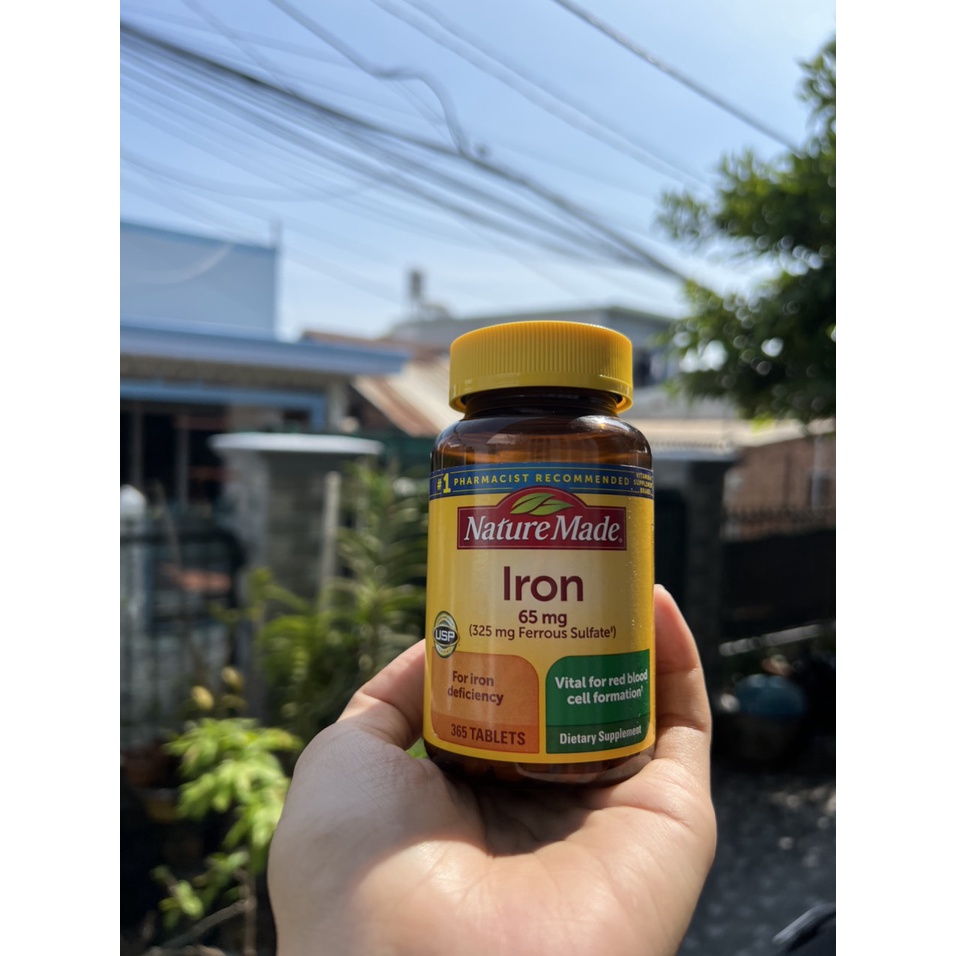 [CHÍNH HÃNG MỸ] Viên Uống Bổ Sung Sắt Nature Made Iron 65mg – Hộp 365 Viên