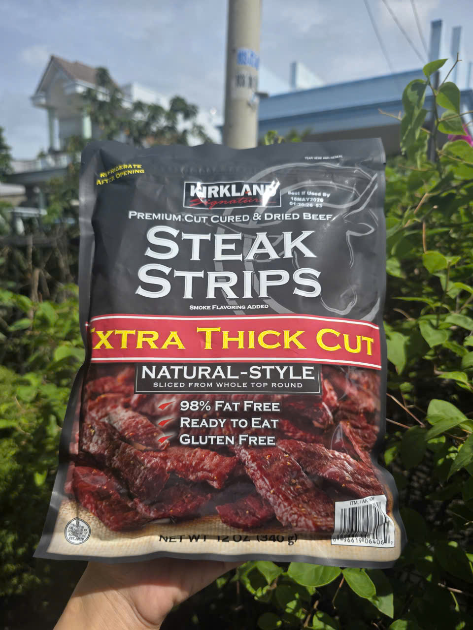 Bò khô Mỹ Kirkland Signature Steak Strips – Extra Thick Cut 340g
