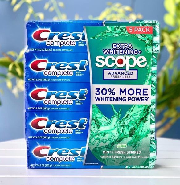 1 tuýp Kem đánh răng Crest complete extra whitening Scope Advanced Freshness của MỸ