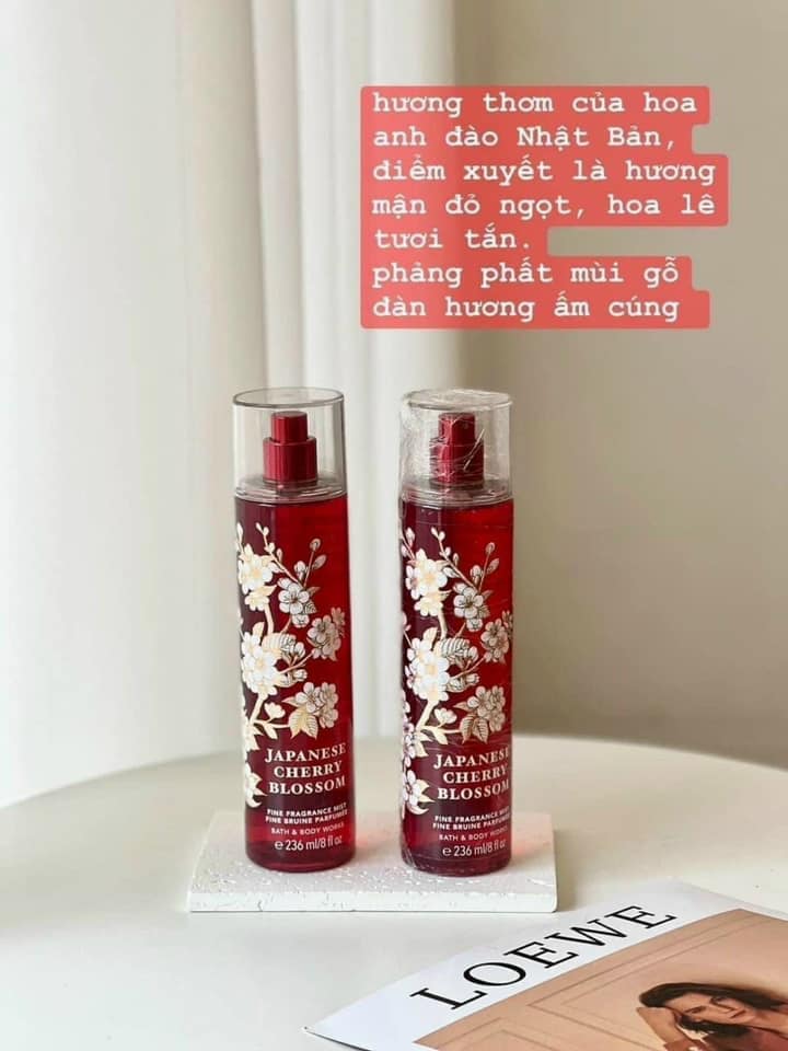Xịt thơm body Japanese Cherry Blossom hương nồng nàn tươi tắn - Bath And Body Works 236ml - Chính hãng Mỹ